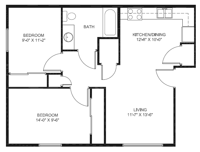 2HAB/1BA - Elm Creek Apartments