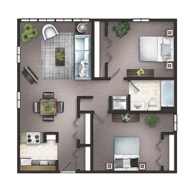 2HAB Plano de planta - Berkshire Terrace Apartments