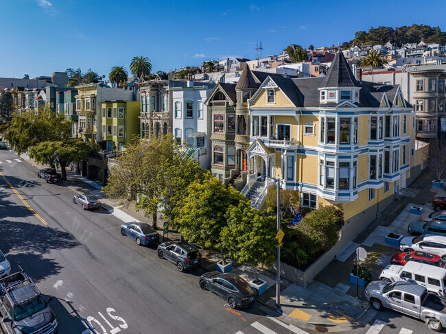 Cars line the streets outside of residences in Lower Haight, San Francisco.