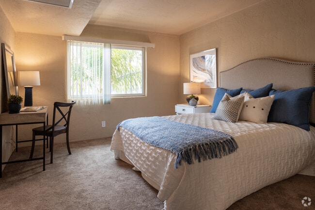 Bedroom (staged) - La Corona Del Mar Apartments