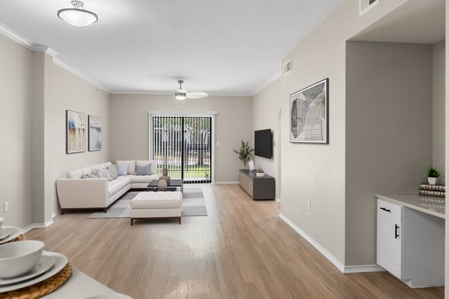 Open Living Floorplan with Wood-Inspired Plank Flooring - Villas of Vista Ridge