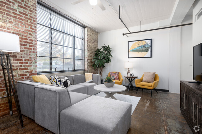 2BR, 2BA - 1061SF - Living Room - May Hosiery Lofts