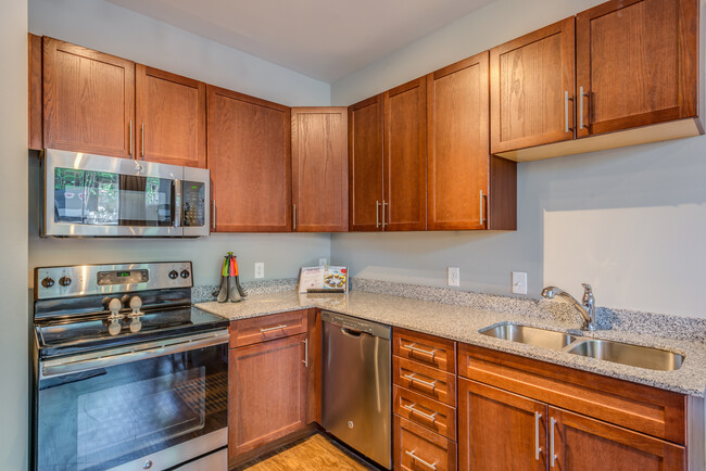 Kitchen (Granite Counters + Stainless Steel Appliances) - Vie Lofts at San Marcos