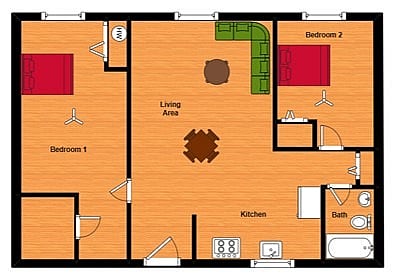 2 BR Luxe Floor Plan - Willow Grove Apartments