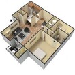 1BR 1BA 751 SQ FT