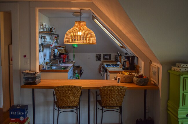 Kitchen and eat-in bar with butcher block counters - 300 Elm St
