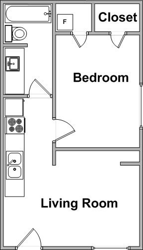 1BR efficiency - D & D Apartments