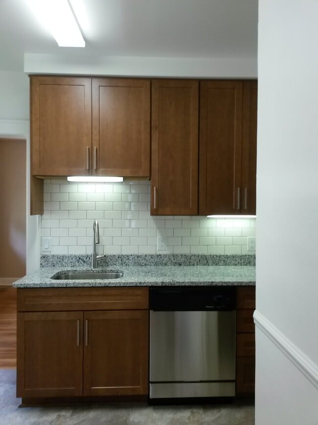 Updated kitchen sink, cabinets, granite countertop and backsplash - 6036 N College Ave
