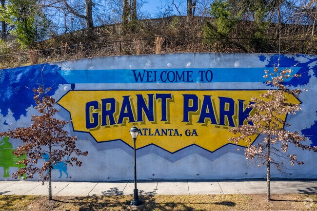 The colorful Grant Park sign welcomes visitors.