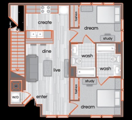 2 habitaciones y 2 baños - 7th Street Station