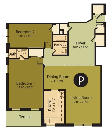 2BR/1.5BA - Edgerton Apartments