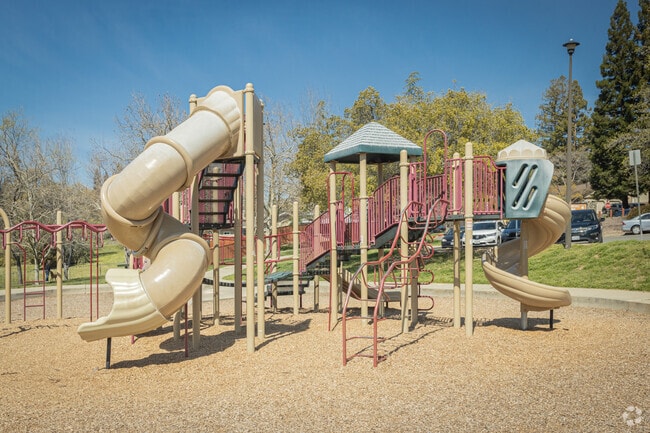 Ed Mitchell Park in Folsom has a large playground with two slides.