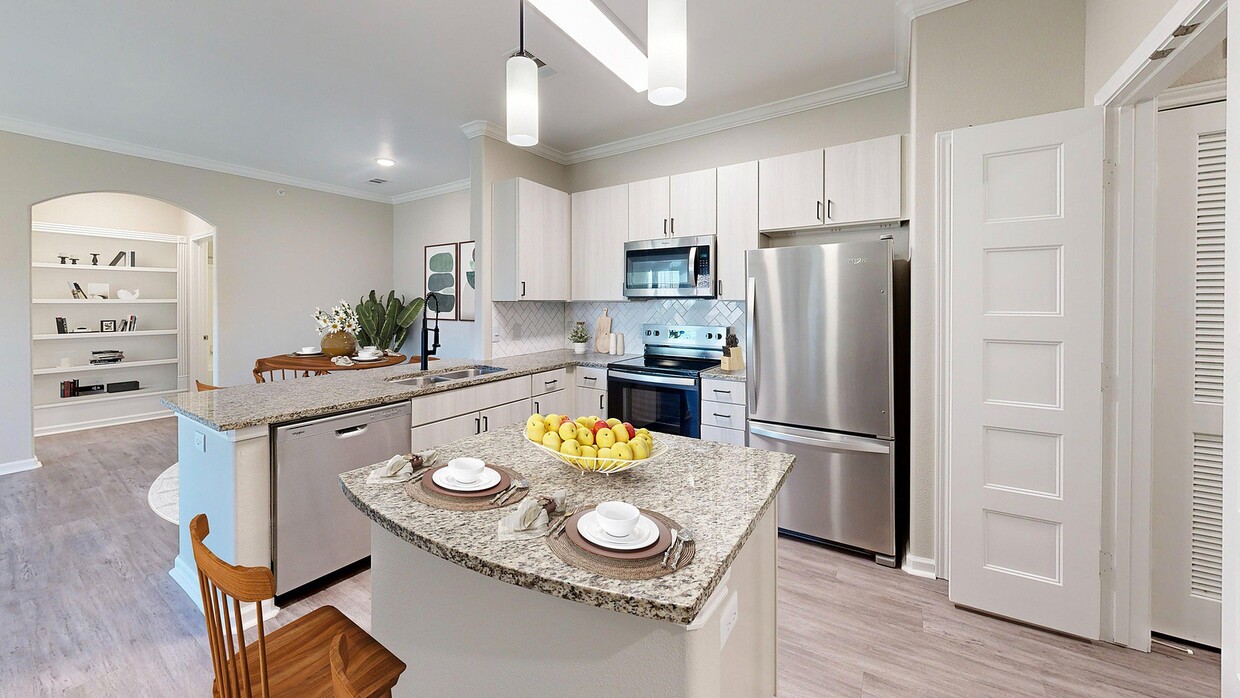 Newly Renovated Kitchen and Dining View - The Shores Apartments