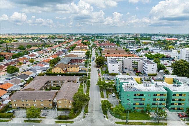 Aerial overview of small condos scattered throughout Lakebelle.