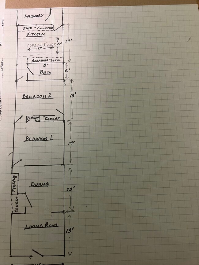Floor plan with dimensions - 2426 Lapeyrouse St