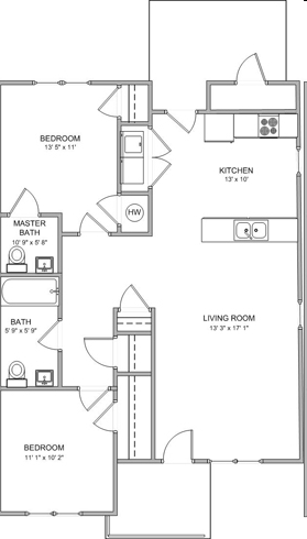 2BR/1.5BA - Woodcrest Villas