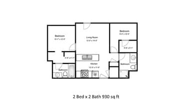 2 Bed 2 Bath 930 sq ft - West Station Apartments