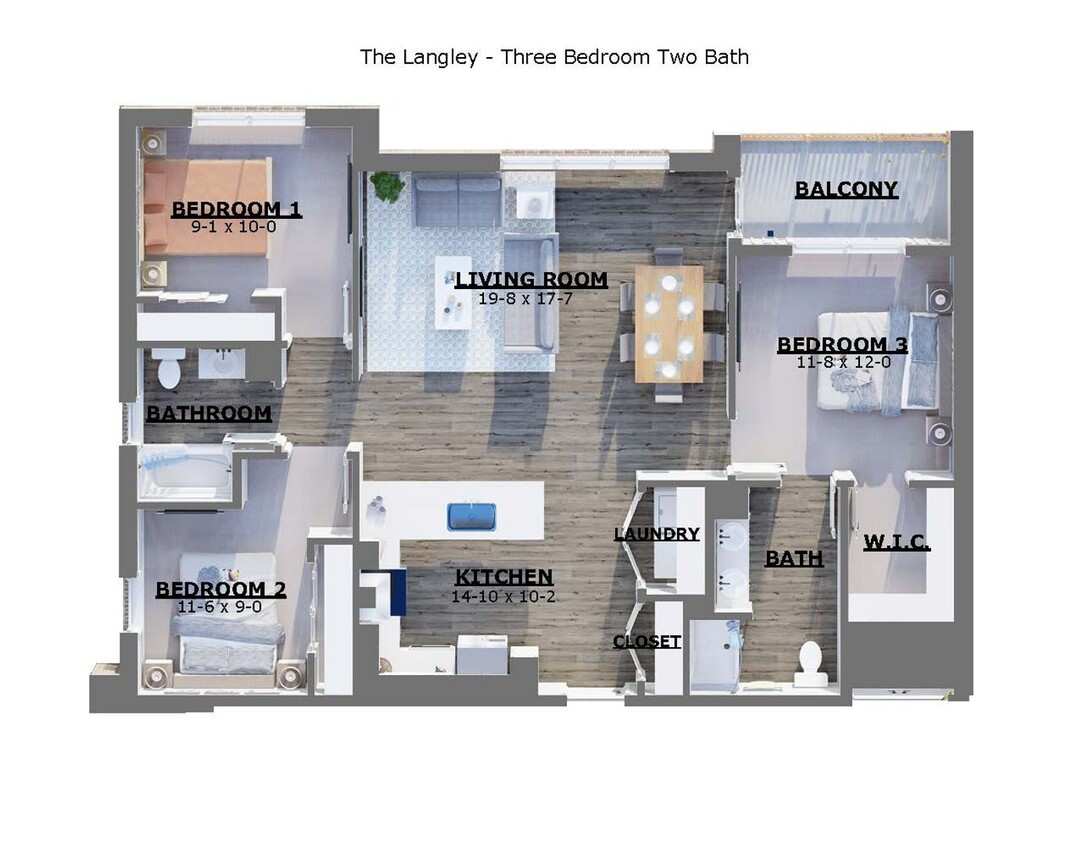 The Langley - Three Bedroom Two Bath - The Langley - Three Bedroom Two  Bath