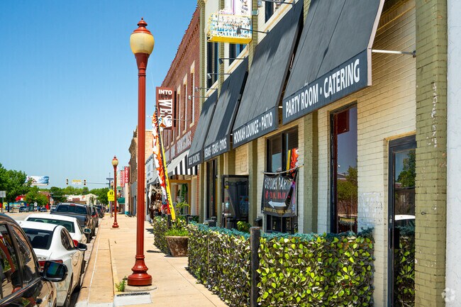 Main Street, in Northside, offers multiple shops, restaurants, and artwork.