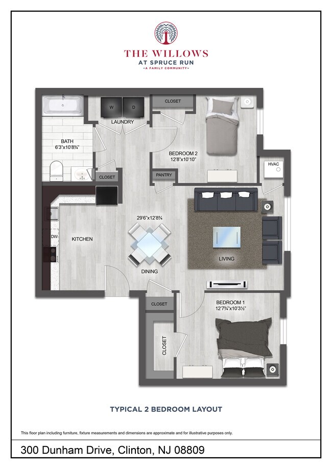 Plano de planta - Willows at Spruce Run Apartments
