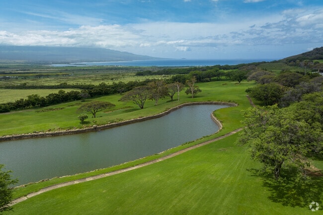 A small pond and cart path at King Kamehameha Golf Club