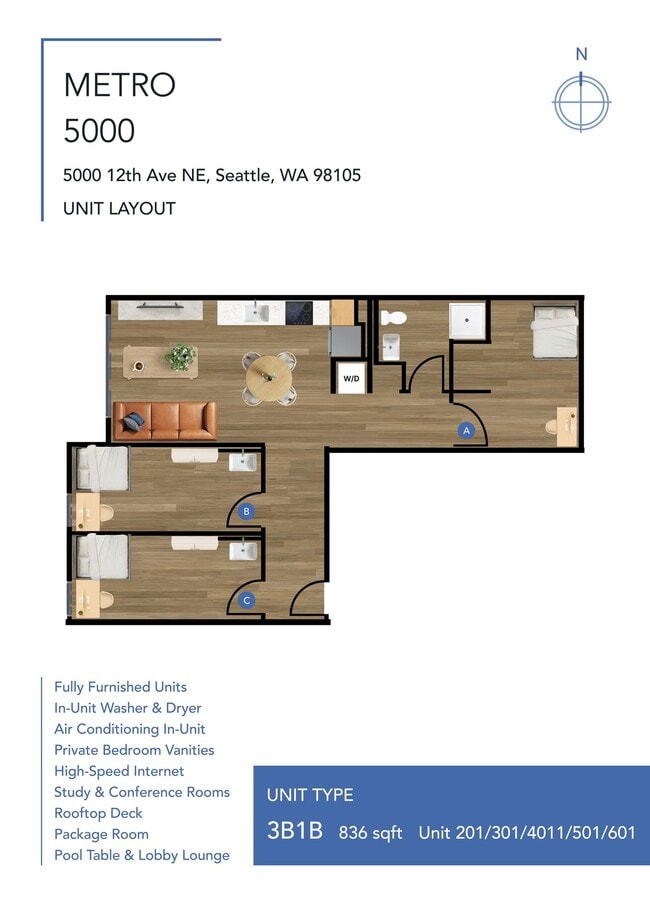 Foto del edificio - Metro 5000 Apartments | Furnished Student Housing in Seattle U-District Near University of Washin...