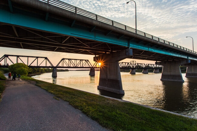 Diefenbaker Bridge crosses over the river.