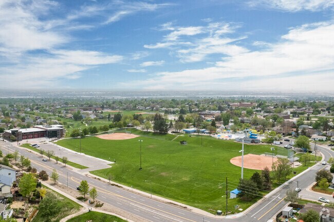 The Baseball Fields and Waterpark at the Community Park in Greater Thornton, Colorado.