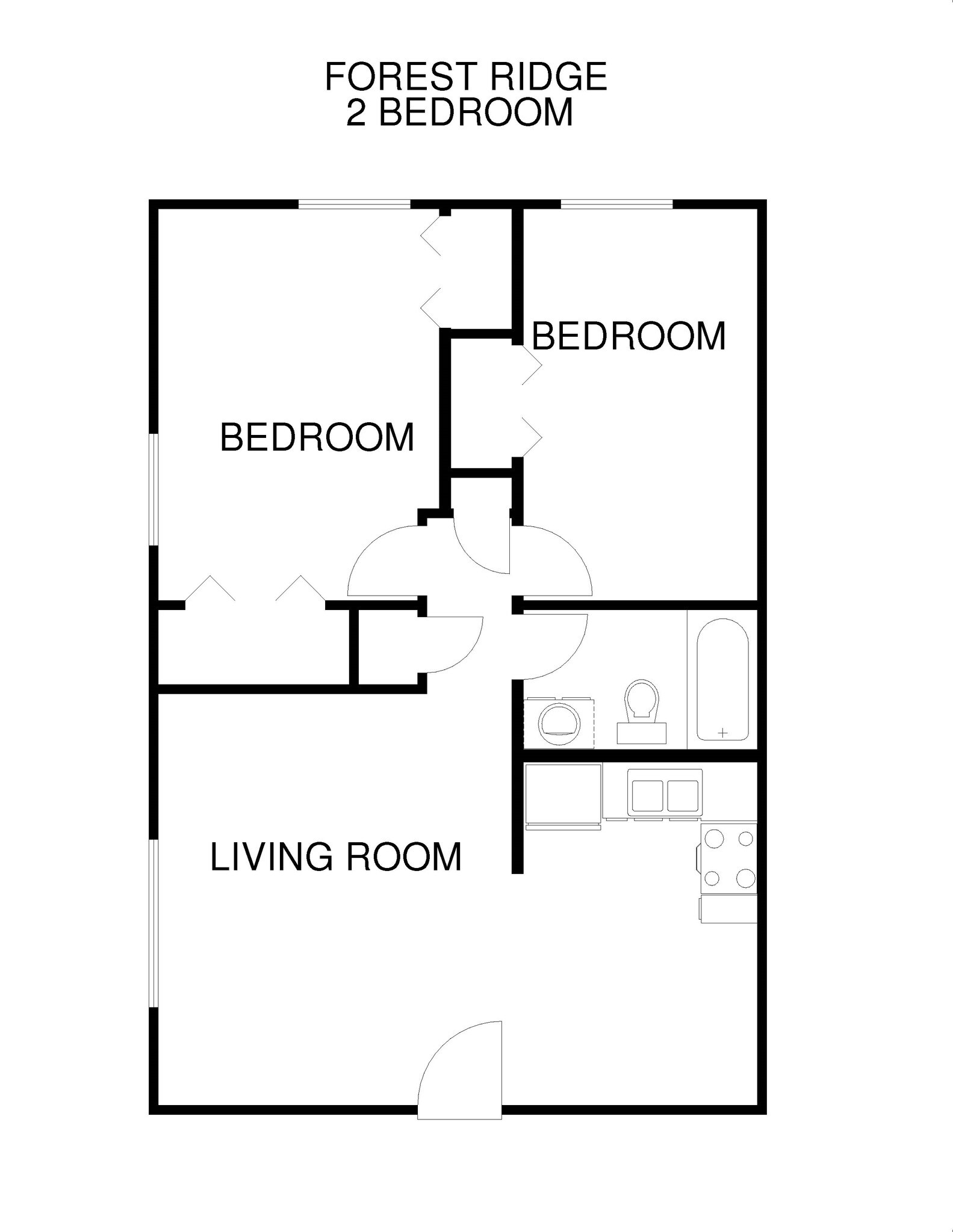 Forest Ridge Apartments – Two Bedroom One Bath - Call for Availability
