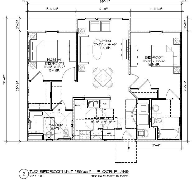 Plano de planta de 3 habitaciones - Mountain Laurel I & II