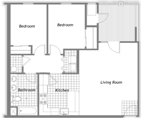 2BR/1BA - Campus Village Saginaw