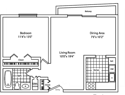 Grandview Pointe – 1 Bedroom 1 Bathroom A with Balcony