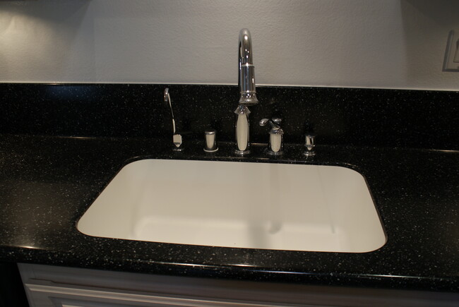 Black Corian Counters with seamless sink. - 26102 Galvez Ct