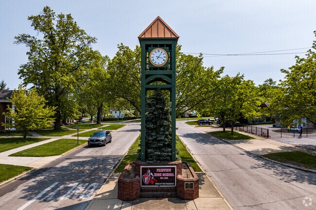 Fairview Park clock towers can be seen all along the main throughway, Lorain Road.