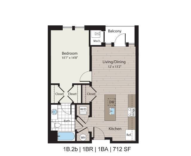 1b.2b 1BD/1BA 712 SF - ICON Residences at The Rotunda Apartments