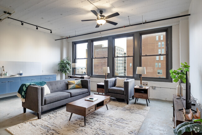 1BR,1BA - Living Room - Lofts at the Mac