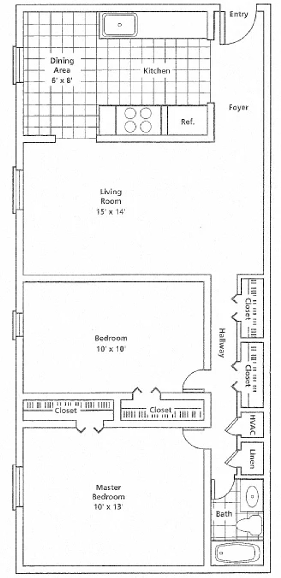 Fulton Flats West – 2 Bed / 1 Bath HT FT