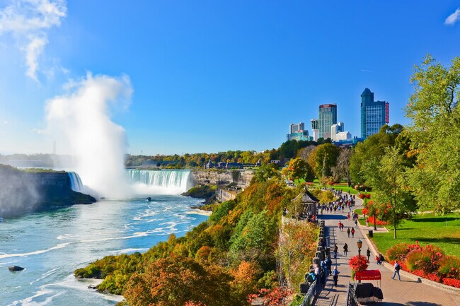 View Niagara Falls from the Fallsview Trail.