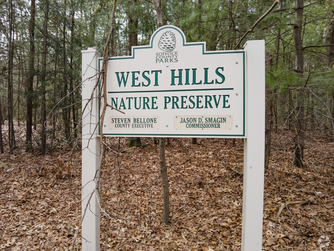 Entrance trail for West Hills County Park leads to the natural preserve and the landscapes.