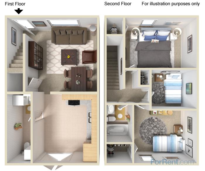 Evergreen Village Apartments & Townhouses – 3 Bedroom Townhouse