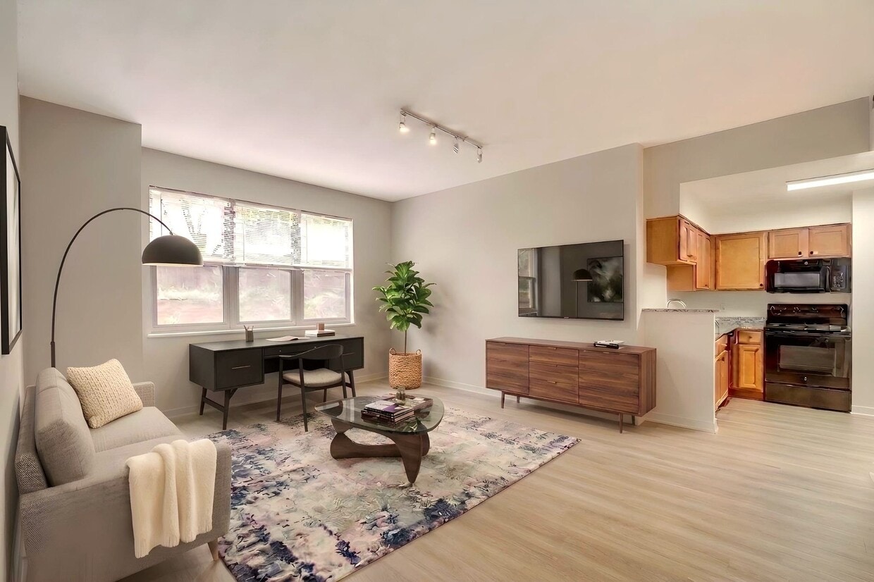 Living room and kitchen at West End Residences, Washington, 20037 - West End Residences
