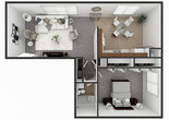 1 Bedroom 1 Bath: 780 sq ft