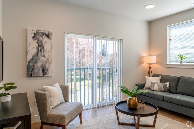 2BR, 1BA, - 675SF - Sala de estar - 107th Apartments