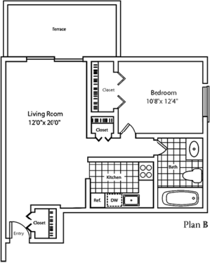 Grandview Pointe – 1 Bedroom 1 Bathroom B without Balcony