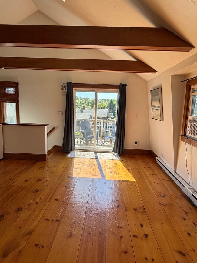 Living room with slider to private deck - 134 Ridgewood Rd