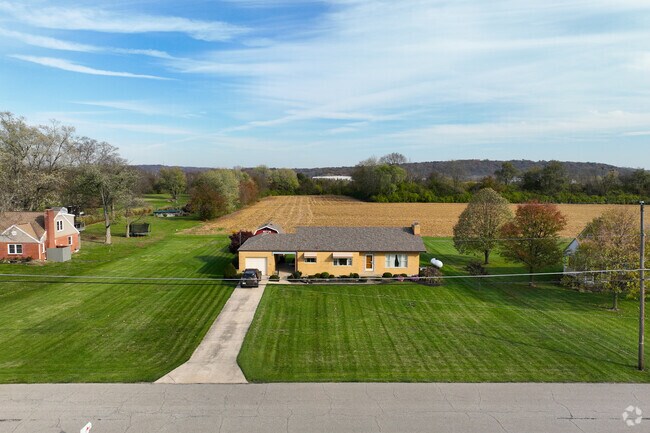 Ranch-style homes on larger lots are common around rural Harrison.