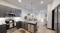 Located at 2603 North Fry Road in Katy, TX, this thoughtfully designed one-bedroom unit offers a well-appointed single-floor layout that maximizes every square foot. The open-concept kitchen and living area serves as the heart of the home, where a sleek kitchen with gray shaker-style cabinetry, a subway tile backsplash, and stainless steel appliances — including a refrigerator, range, microwave, and dishwasher — takes center stage. A granite-topped peninsula with pendant lighting above provides casual seating and additional prep space, flowing seamlessly into the living area. The living room is bright and welcoming, featuring light wood-style flooring, a ceiling fan, and sheer drape-covered windows that invite natural light. The bedroom offers a comfortable retreat with carpeted flooring, multiple windows with sheer curtains, and a ceiling fan overhead. A generously sized walk-in closet adjacent to the bedroom features wrap-around shelving and hanging rods on multiple levels, providing excellent storage capacity. Throughout the unit, recessed lighting, clean white walls, and a neutral color palette create a modern, cohesive aesthetic well-suited for comfortable everyday living.