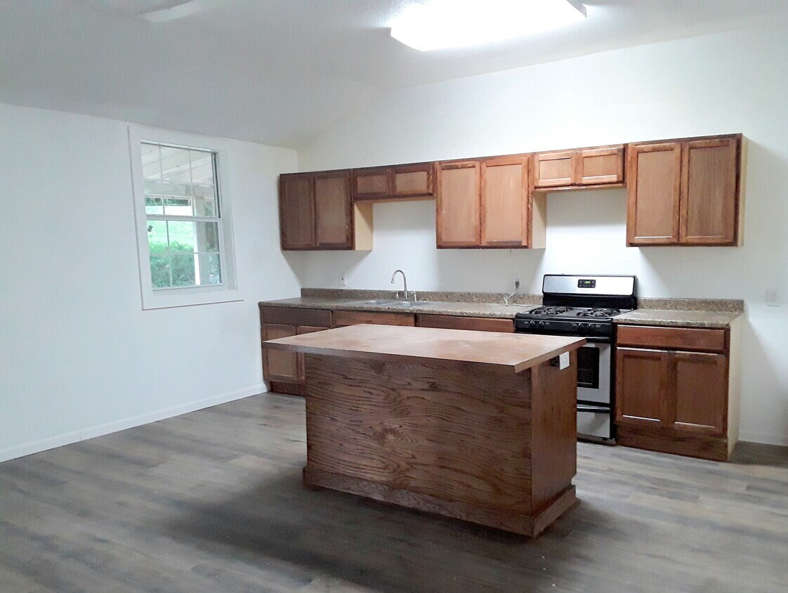 Open concept, bar between kitchen and living area - 108 N Victoria St