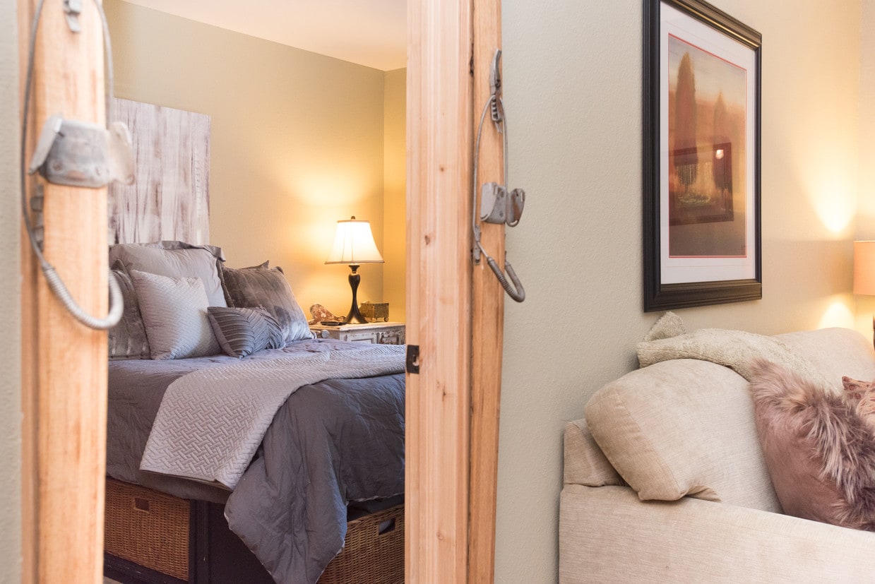 Antique skis frame doorway - 2025 Canyons Resort Dr