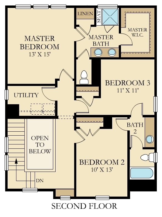 upstairs floor plan - 10406 Bramble Berry Dr